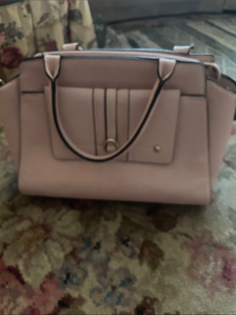 Structured Tote Handbag in Blush Pink